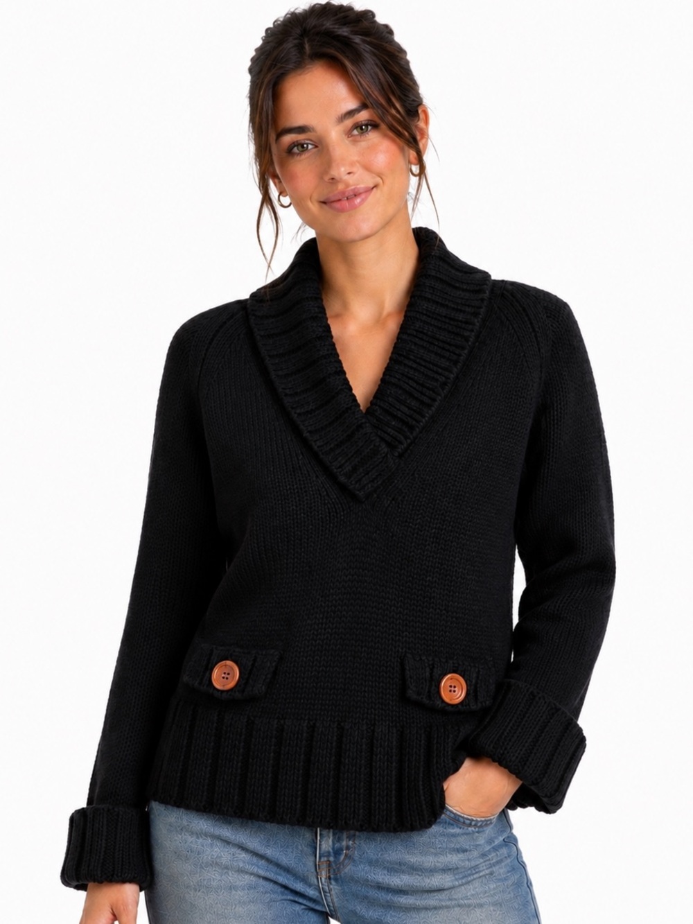 Max & Co. Textured Black Knit Sweater made in Italy
